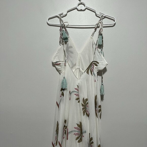 Roller Rabbit Morjim Palm Venezia Maxi Tassel Cream Dress Size Medium - Picture 7 of 11